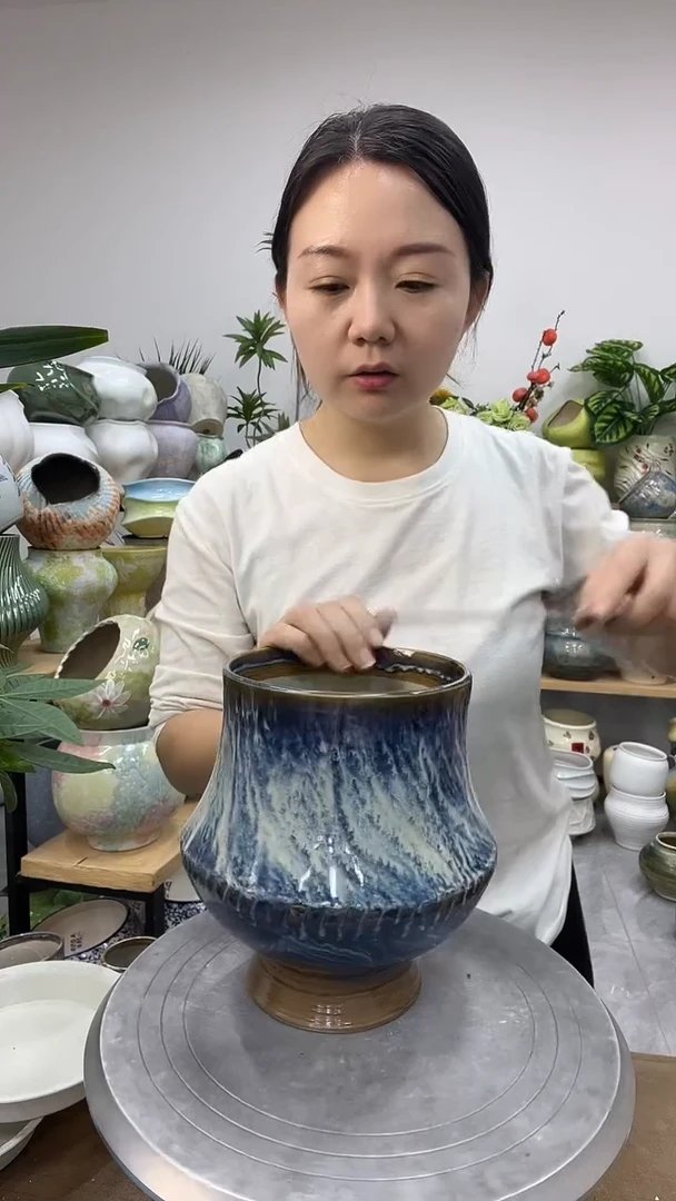 9.6陶瓷花盆直播链接高.      口13