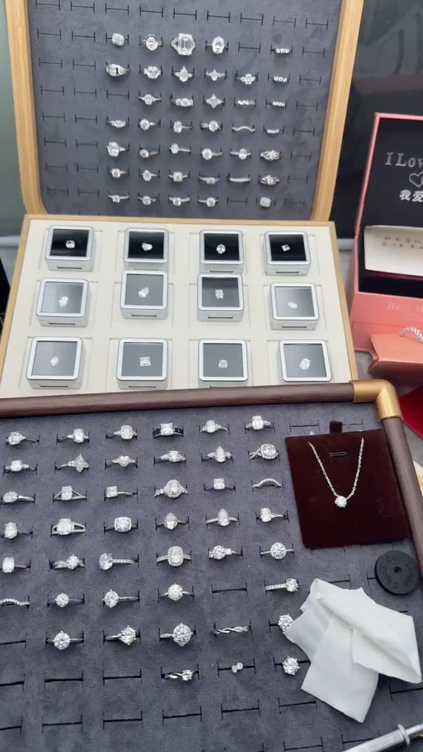 银S925镶嵌合成钻石F色2克拉裸石