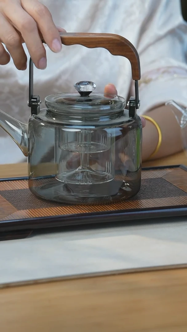 烟灰双提梁磁吸煮茶壶