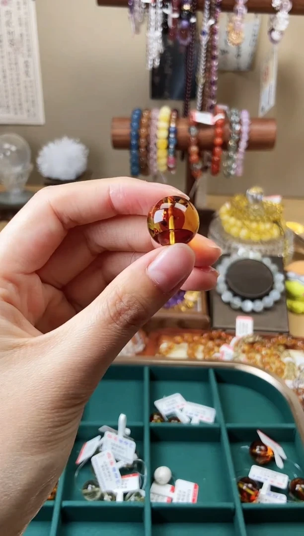 未镶嵌琥珀（花珀）手链17.6mm花珀单珠