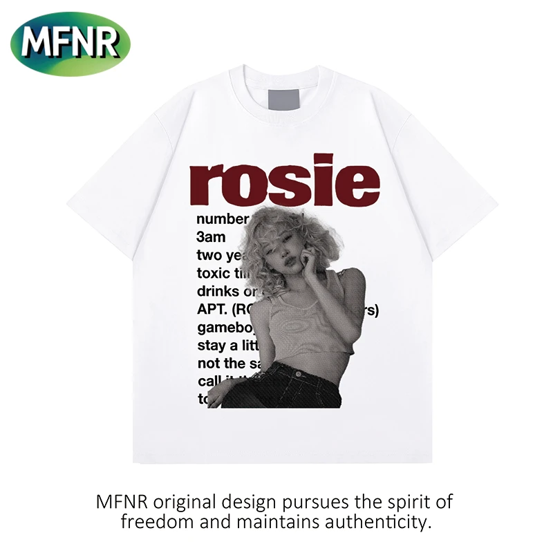 夏季美式复古字母人像印花短袖男女街头潮牌设计感重磅纯棉T恤潮