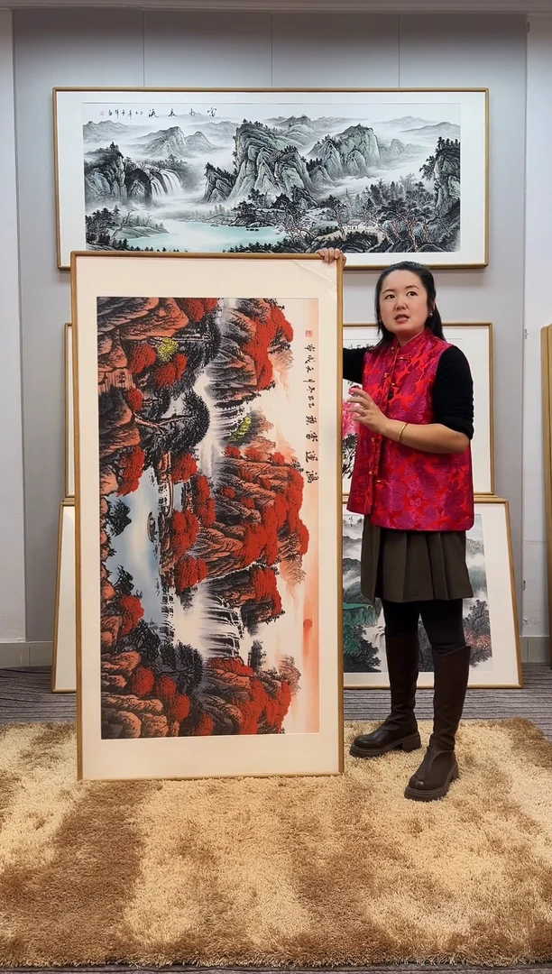 国画手绘山水162*82尺寸