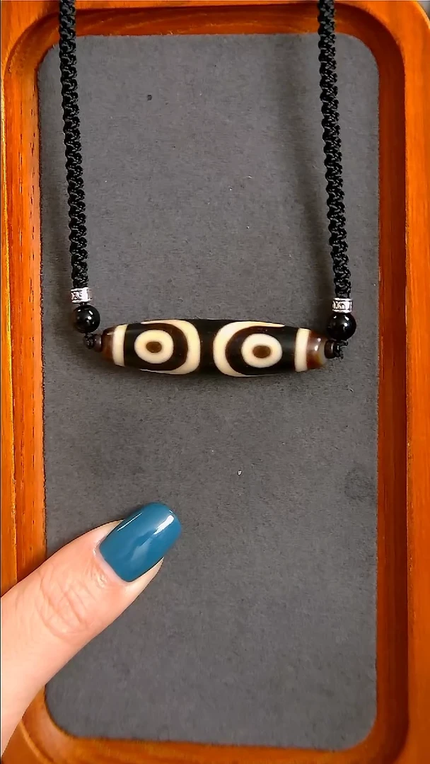 未镶嵌玛瑙/玉髓珠宝半成品上肯全手工宝盖三眼天珠12*49