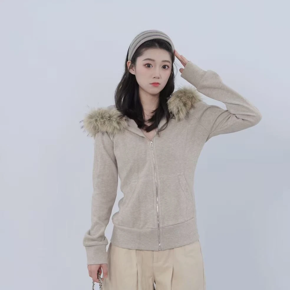 三福韩系卫衣拉链连帽加厚修身型显瘦开衫休闲外套女装秋装511372