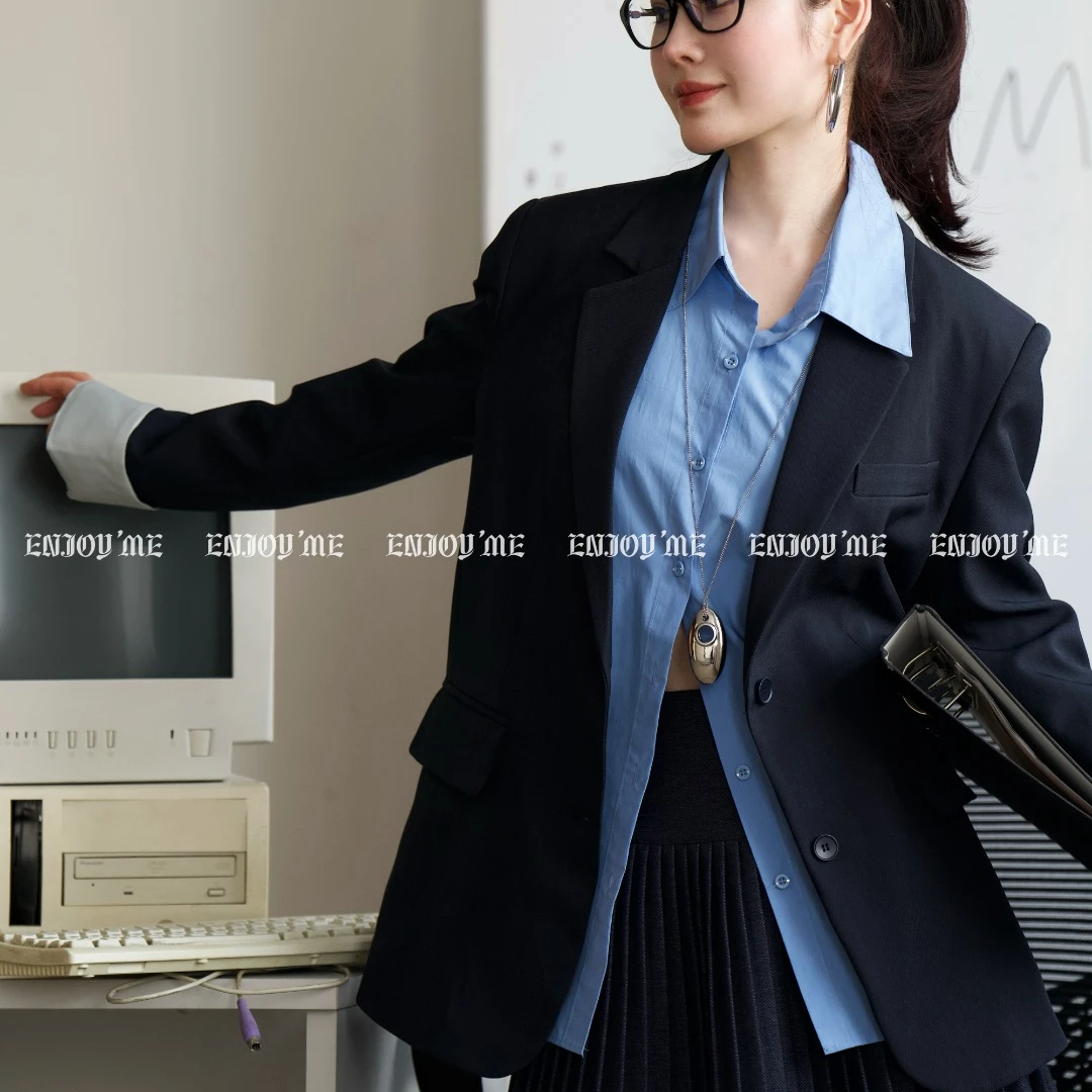 ENJOY'ME盐貌似糖翻边撞色两粒扣西装EJ-1677