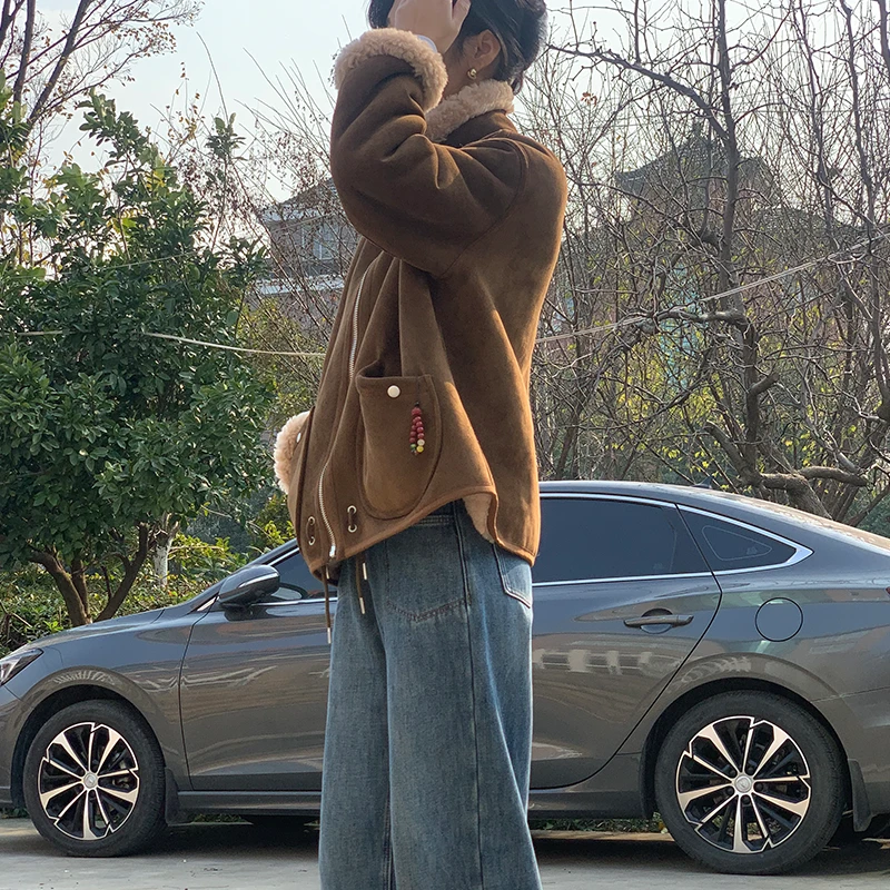 【100%绵羊毛】【年货款】海宁源头直发双面双穿外套百搭女冬季加绒