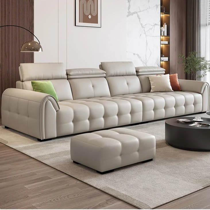 意式现代三人位简约小户型客厅免洗简约家用极简奈迪芬皮真皮沙发