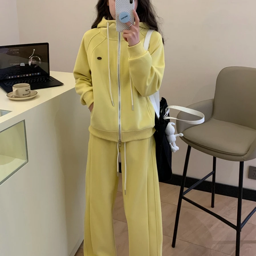 女装egg连帽撞色开衫套装显瘦运动洋气时尚休闲617