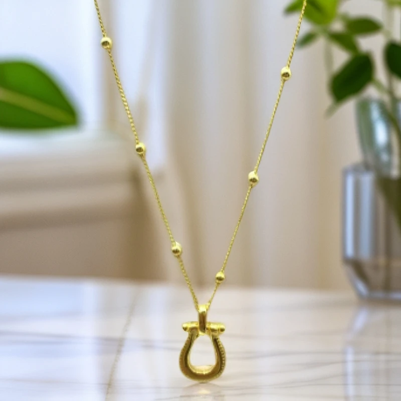 足银银制品 马蹄套链隔珠简约时尚百搭送礼经典设计节日礼物手工