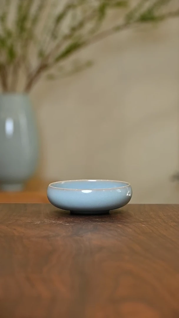 禅定杯 天青 微瑕 朱法喜款