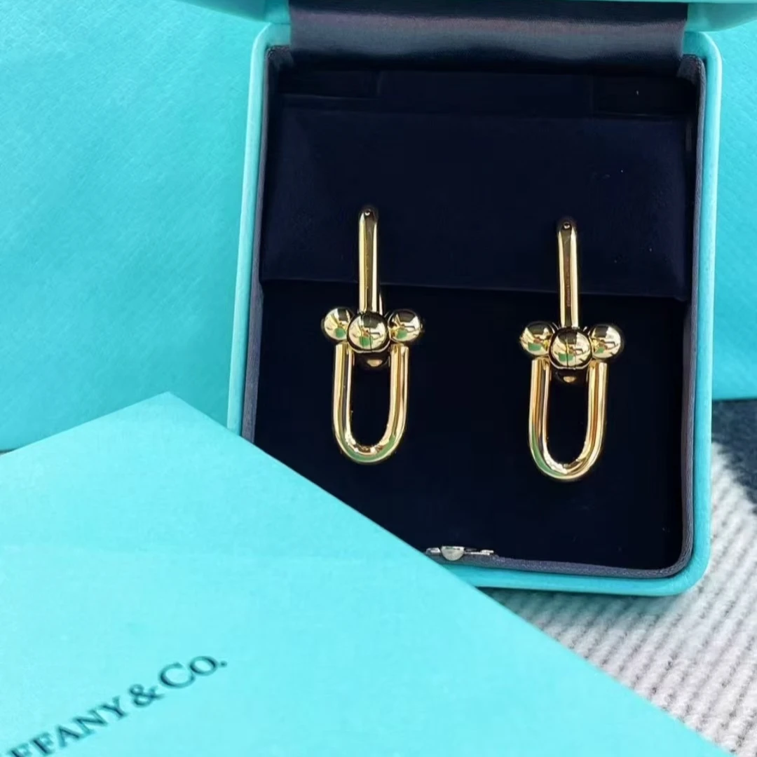 未使用 Tiffany & Co./蒂芙尼 小花6珊  中号 链环耳环 18k玫瑰金