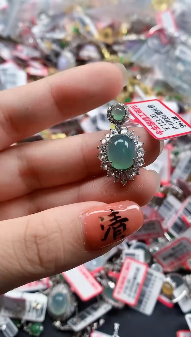 银S925镶嵌戒指翡翠天然A货缅甸翡翠