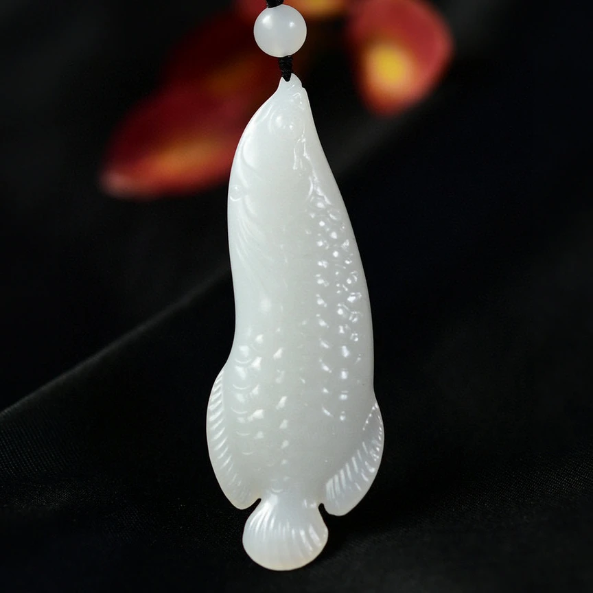 和田玉羊脂玉连年有余玉坠年年有鱼吊坠项链男女款玉石挂件