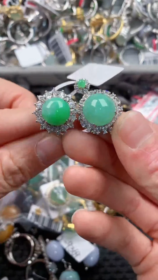 银S925镶嵌戒指翡翠444   1