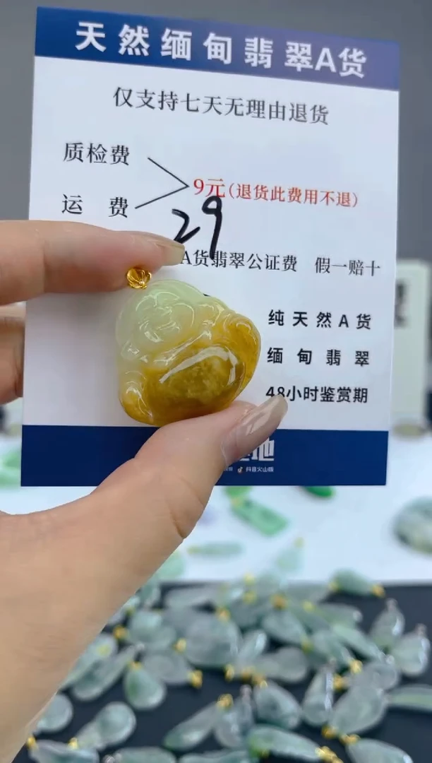 颈饰18K金镶嵌翡翠天然A货翡翠  29