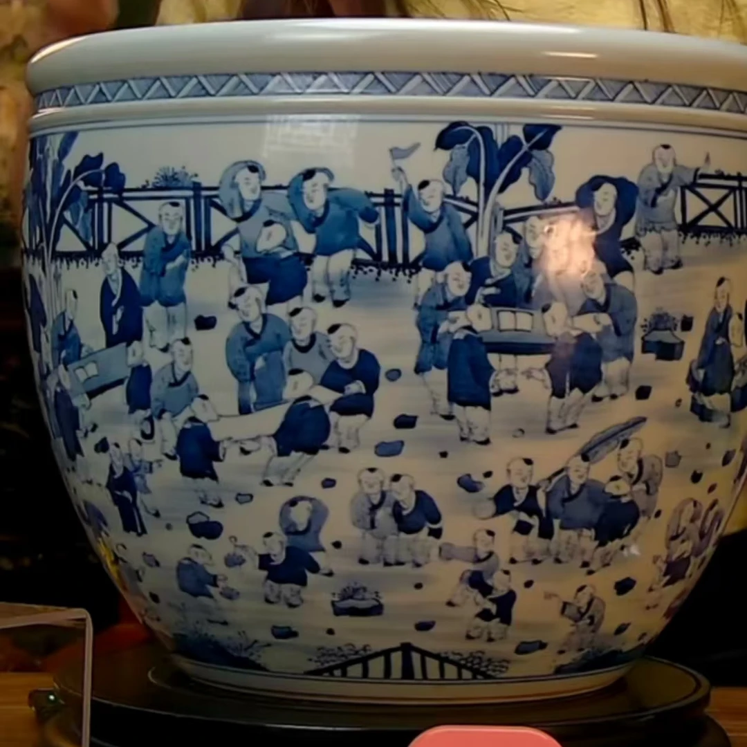 清康熙青花人物故事卷缸