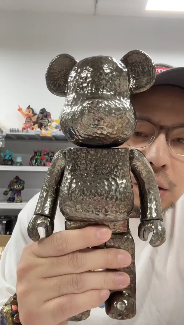 静态1bearbrick积木熊黑锡400%