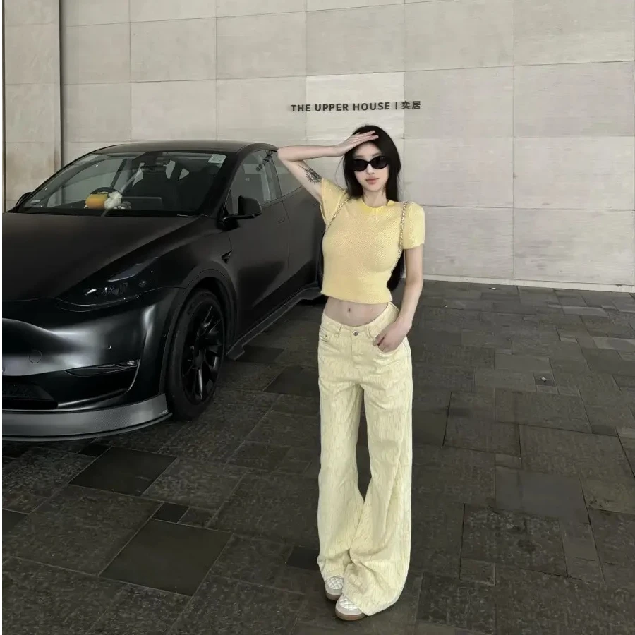 韩系甜美少女穿搭设计感修身别致绝美短袖小众休闲上衣配显瘦裤子