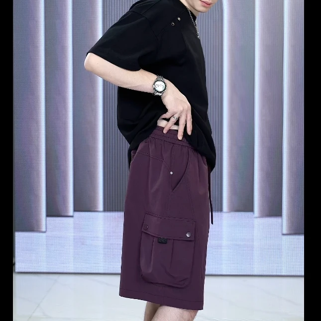 【简易男装工厂店】夏季工装小方格多功能口袋立体剪裁时尚短裤