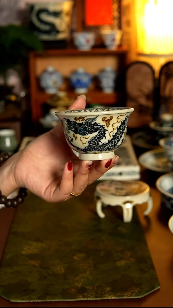 盖碗陶主人杯龙纹
