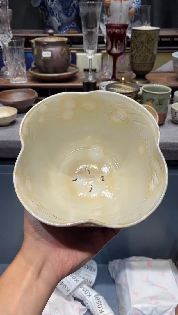 瓷片粗陶仙鹤大钵
