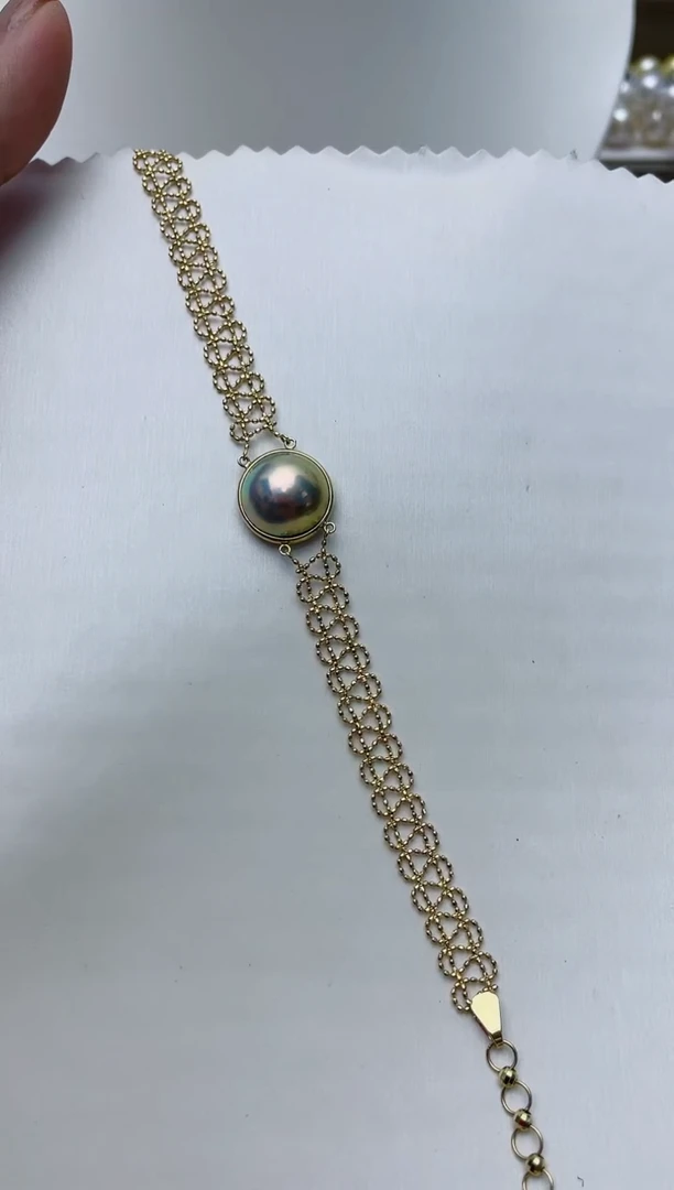 【闪购商品】拼合珍珠（马贝珠）手链18K金镶嵌W61