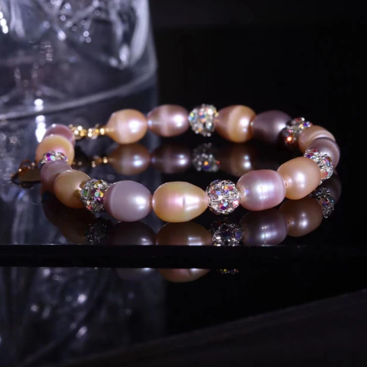 天然淡水混彩色时尚可调节珍珠手链