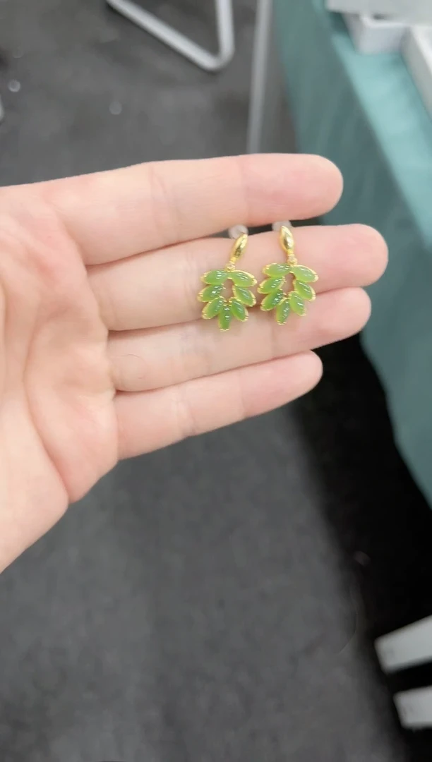 【闪购商品】和田玉耳饰银S925镶嵌耳坠06