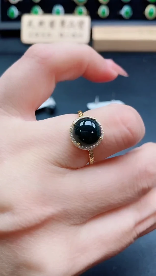 银S925镶嵌戒指翡翠1