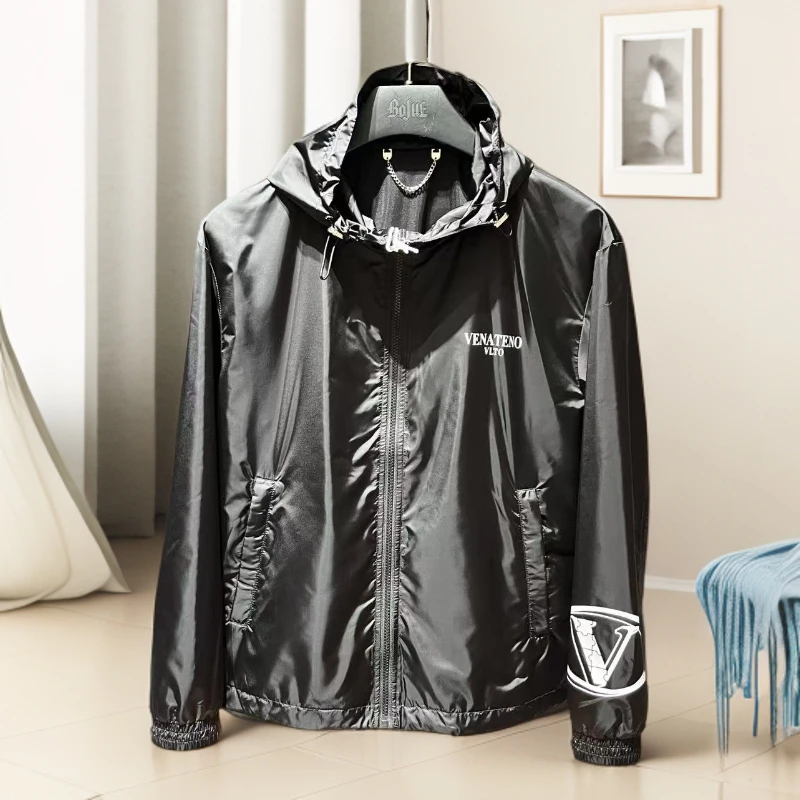 (断码清仓福利)连帽印花男夹克休闲薄款3900080