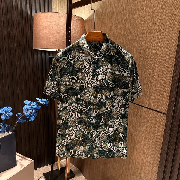 【祥云国风 真丝弹力缎】2025夏季新款男士高品质桑蚕丝短袖花衬衫