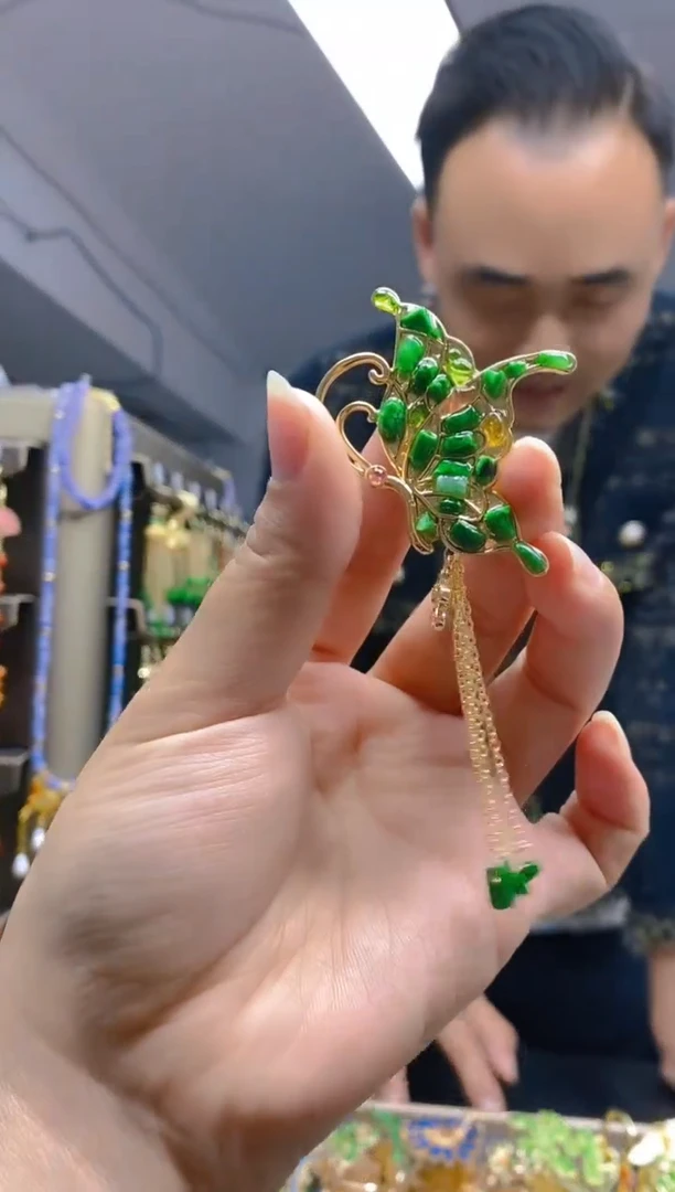 【闪购商品】翡翠耳饰合金0243翡翠发簪