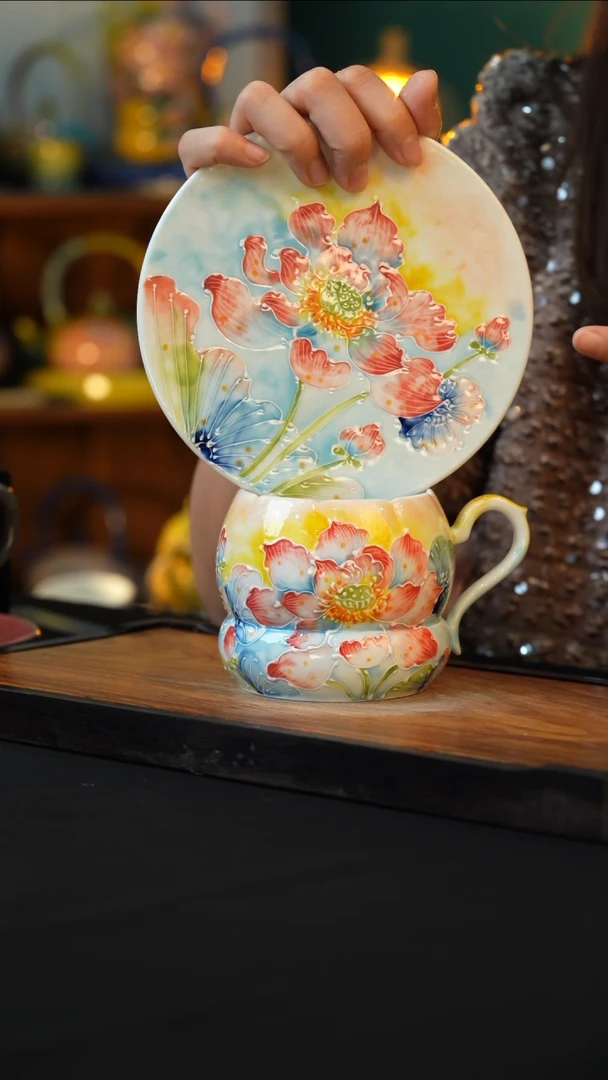 杯茉**琪手绘心瓷陶瓷浮力