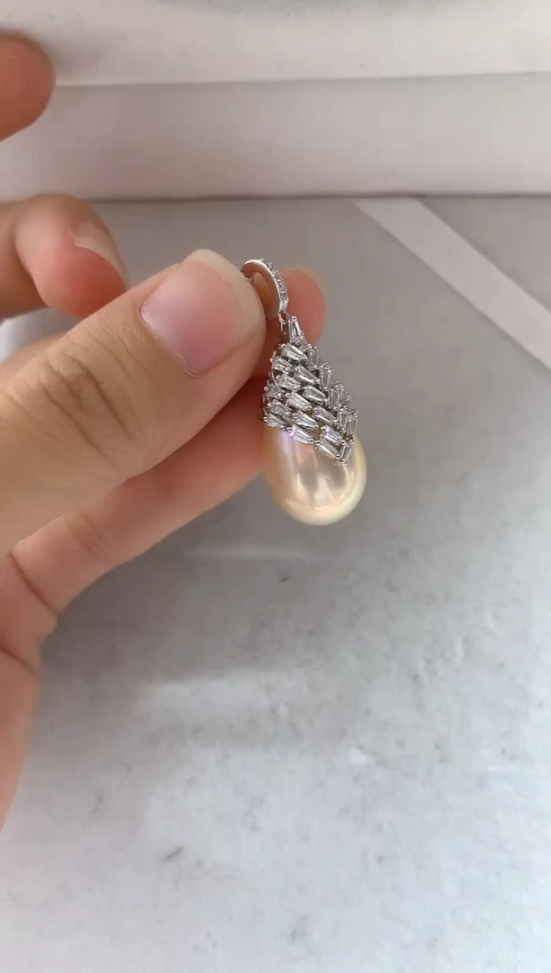 淡水珍珠银S925镶嵌吊坠(不含链)吊坠