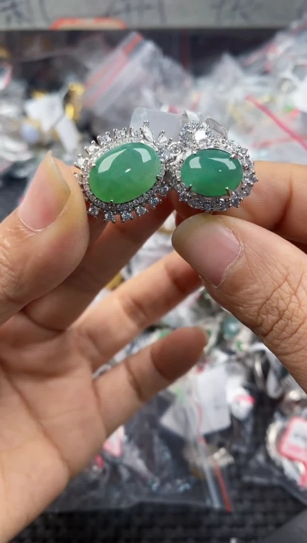 银S925镶嵌戒指翡翠222---1