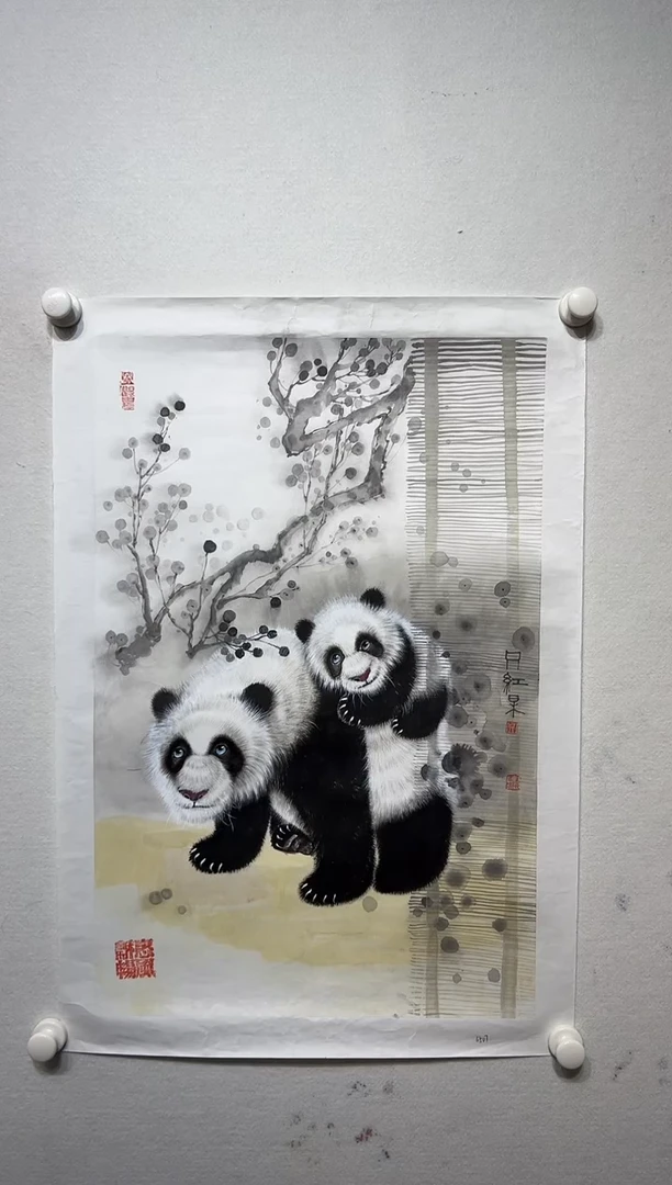 书法y只红梅工笔2.7平尺国画