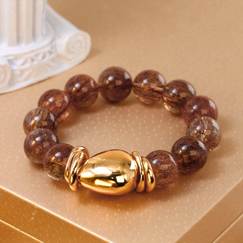 九福晶典 鎏金黑金超水晶手串（多样性发其一） JFJD91465