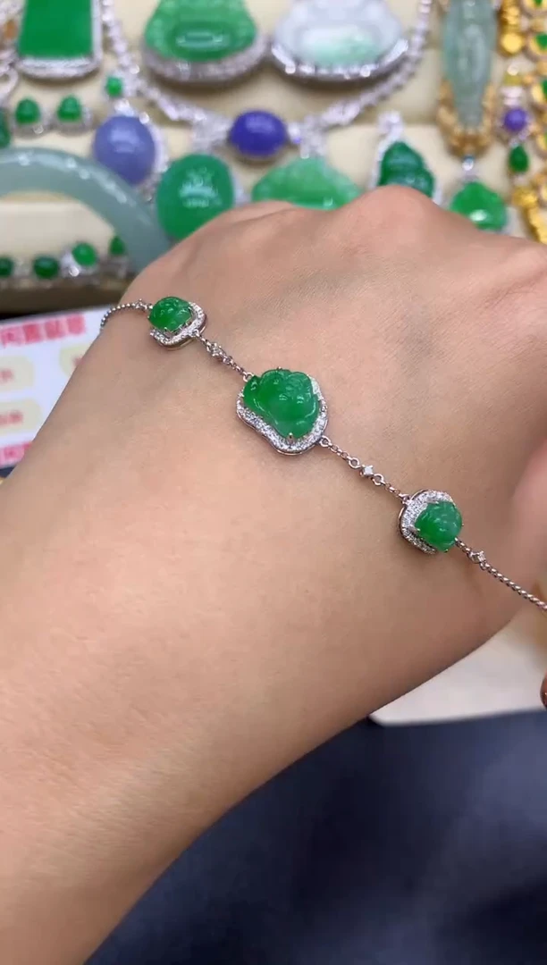 18K金镶嵌手链翡翠315-中国好珍宝