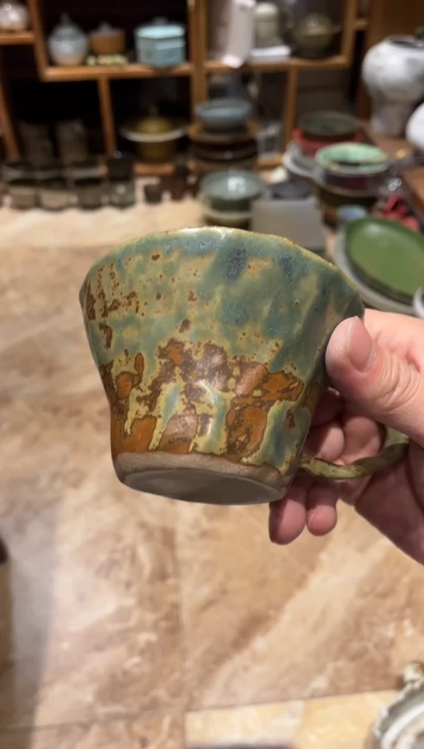 【闪购商品】瓷片385   绿色手工杯子1个