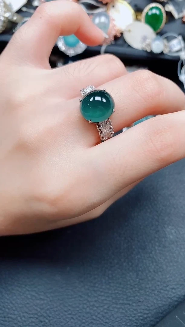 银S925镶嵌戒指翡翠翡翠