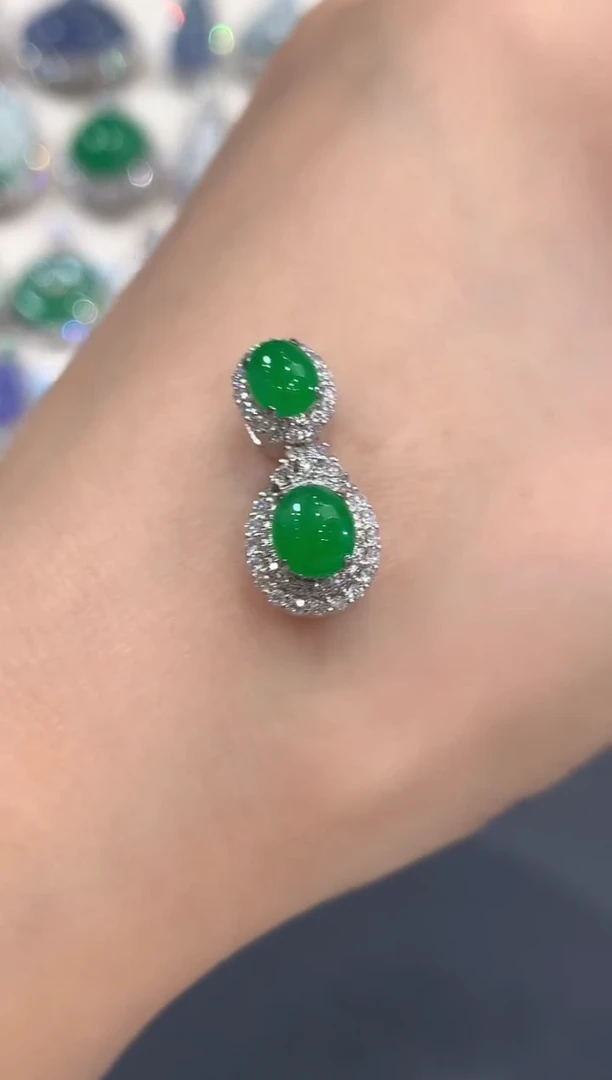 吊坠(不含链)18K金镶嵌翡翠A****～a1290