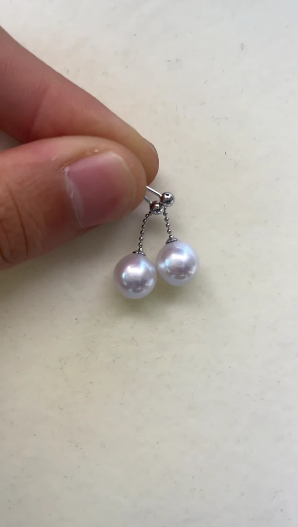 银S925镶嵌耳饰淡水珍珠9-10