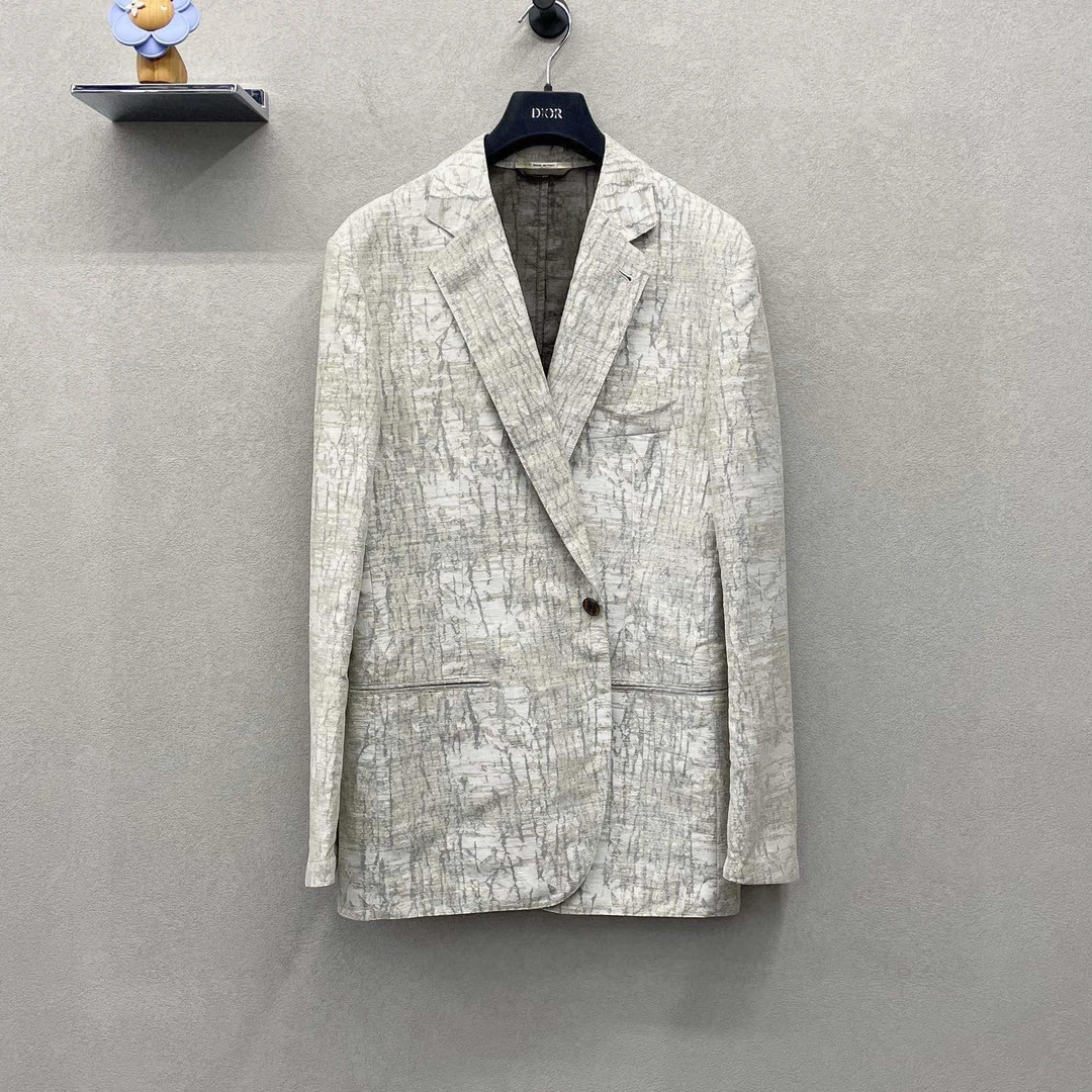 99新 Hermes/爱马仕 米色男士西装外套/尺码170/84A/SH002899