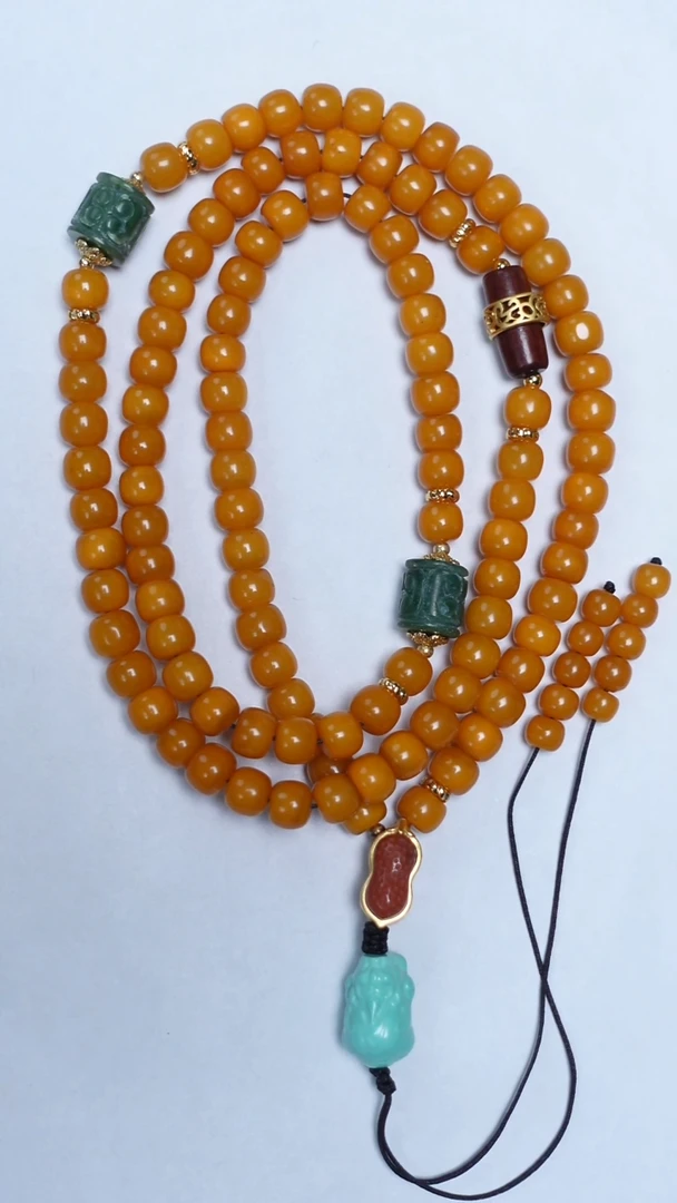 琥珀颈饰未镶嵌老蜡老型项链