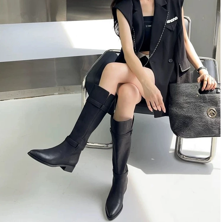 新款瘦腿神器时尚百搭秋冬女士长筒骑士靴2521-3