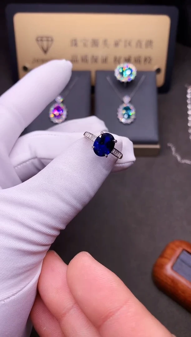 戒指蓝宝石银S925镶嵌.......