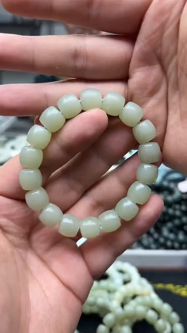 未镶嵌手串和田玉纯天然新疆且末高青白12