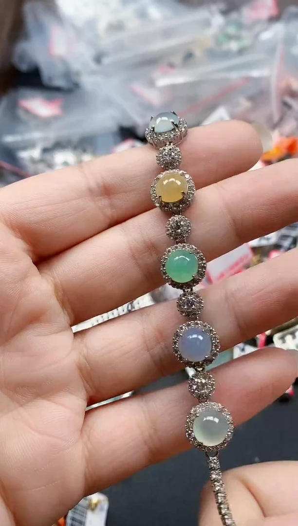 银S925镶嵌戒指翡翠天然A货缅甸翡翠