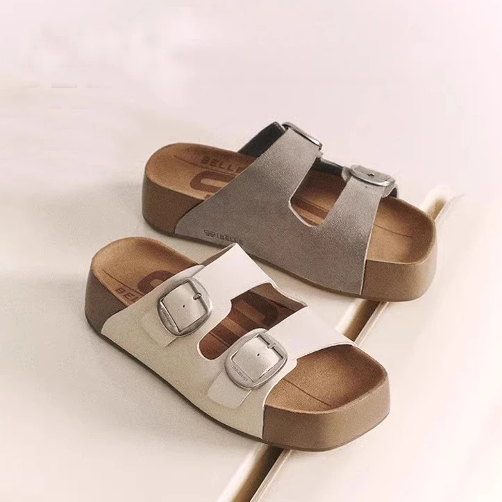 厚底勃肯鞋外穿真皮软底凉拖鞋女2025夏季新款百搭舒适休闲沙滩鞋