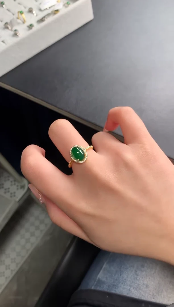 【闪购商品】翡翠戒指银S925镶嵌513241